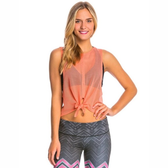 Free People Movement Mesh Dharma Tie Tank in Coral - Picture 2 of 16
